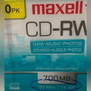 Maxell CD-RW Discs 700MB/80min 4x Sealed  10/Pack NWT
